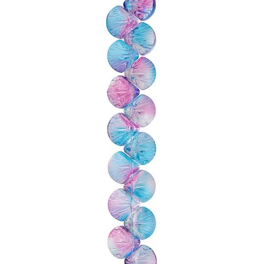 12 Pack: Pink &#x26; Blue Glass Shell Beads, 10mm by Bead Landing&#x2122;